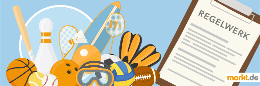Wer einer Sportart nachgehen möchte, sollte sich mit den Regeln auskennen. Grafik Sportarten Regeln Übersicht