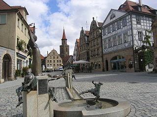 Fürth - Marktplatz mit Gauklerbrunnen