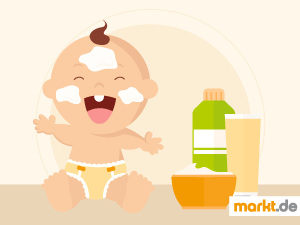 Tipps zur Babypflege Bild Baby mit Babypflegeprodukten