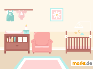 Es gibt einige Dinge, die bei der Einrichtung des Babyzimmers zu beachten sind. Bild Babyzimmer mit Babymöbeln