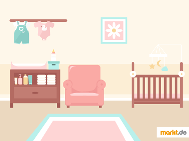 Grafik eingerichtetes Babyzimmer