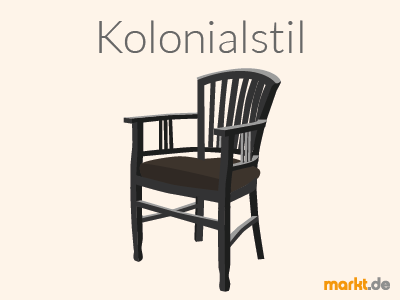 Der Kolonialstil wird von praktischem aber spannenden Mobiliar geprägt. Grafik Kolonialstil