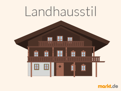 Der Landhausstil basiert auf naturbelassenen Materialien. Grafik Landhausstil