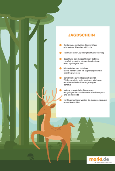 Für den Jagdschein sind zahlreiche Voraussetzungen zu erfüllen. Infografik Jagdschein