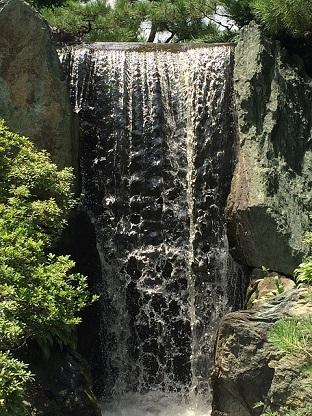 Bild großer Wasserfall in Garten