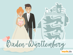 Im Flugsimulator oder in einem Schloss - das Bundesland hat viel für Heiratswillige zu bieten. Grafik Romantische Orte Baden-Württemberg