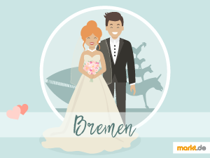 In Bremen gibt es einige Geheimtipps für eine unvergessliche Hochzeit. Grafik Romantische Locations in Bremen