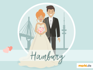 Hier findest Du außergewöhnliche Locations für eine Hochzeit in Hamburg. Grafik Romantische Orte in Hamburg