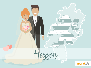 Das Bundesland Hessen kann Heiratswilligen einiges bieten. Grafik Romantische Hochzeitslocations in Hessen