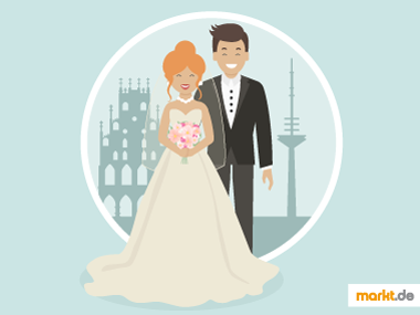 In Münster gibt es viele romatische Orte, die sich besonders gut für eine Hochzeit eignen. Grafik Hochzeit Münster