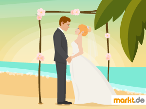 Wer im Ausland heiraten möchte, muss einige Vorbereitungen treffen. Grafik Hochzeit im Ausland