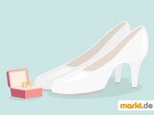 Die Brautschuhe müssen perfekt zum Brautkleid passen. Grafik Tipps für Brautschuhe