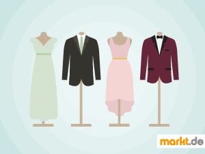Je nach Art der Hochzeit und Deiner Funktion, solltest Du Dich anders anziehen. Grafik Dresscode zur Hochzeit