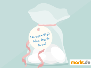 Kleine Aufmerksamkeiten für die Gäste vertreiben die Zeit und bereiten große Freude. Grafik Gastgeschenke bei der Hochzeit