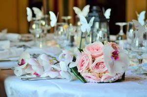 Bild Tischdekoration auf Hochzeitsmesse