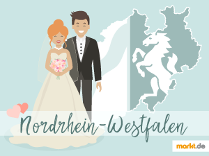 Erfahre in diesem Ratgeber, welche romantischen Locations für eine Hochzeit es in NRW gibt. Grafik Romantische Locations in Nordrhein-Westfalen
