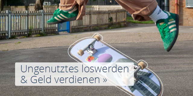 Bild mit einem Skater und Text 