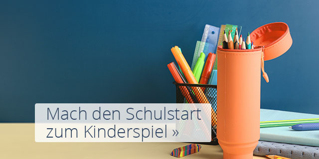 Bild mit Schulbedarf und Text 