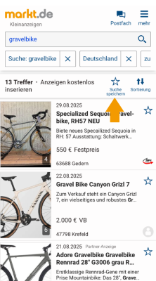 Interaktive Schaltfläche mit Sternsymbol zum Speichern der aktuellen Suche.
