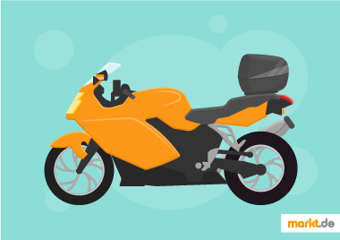 Bild oranges Motorrad mit Motorradkoffer