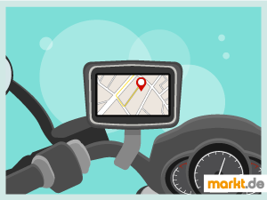 Zubehör und Pflege für das Motorrad Bild Motorrad mit Navigationsgerät