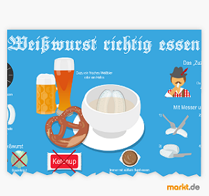 Weißwurst richtig essen. Bild Weißwurst richtig essen