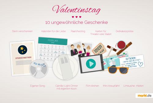Hast Du schon einmal einen Stern verschenkt? Hier findest Du außergewöhnliche Geschenke, die in Erinnerung bleiben Grafik verschiedene Valentinstagsgeschenke