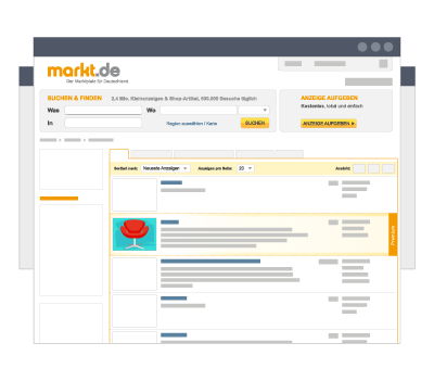 Der orange Rahmen macht die Premium-Anzeige besonders auffällig. Grafik Premium Anzeige Zusatzoption