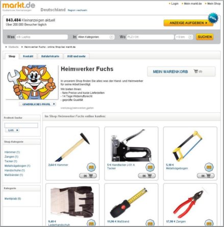 Beispielsshop Bild markt.de Shop