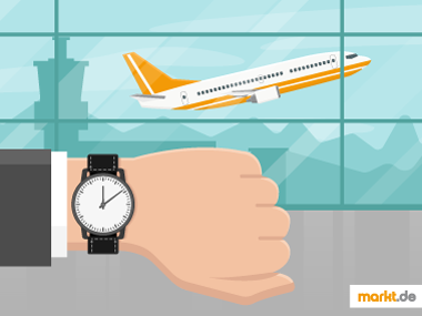 Grafik Flugzeug und Armbanduhr