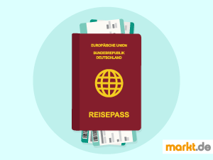 Wie Du einen vorläufigen Reisepass beantragen kannst erfährst Du hier Grafik roter Reisepass