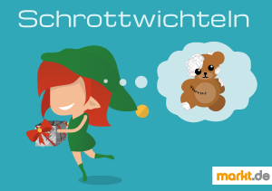 Eine besondere Form des Wichtelns ist das sogenannte Schrottwichteln. Grafik Schrottwichteln