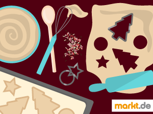 Hier findest Du Weihnachtsplätzchen Rezepte für Kinder, die den Kleinen Spaß am Backen bringen. Grafik Weihnachtliche Plätzchen für Kinder